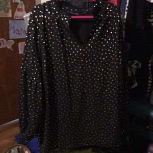 Black and gold sheer long sleeve blouse